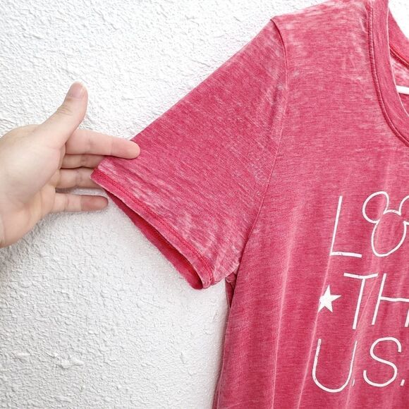 NWT Disney Store Burnout "Love The USA" Short Sleeve Top Tee Shirt - Picture 3 of 7